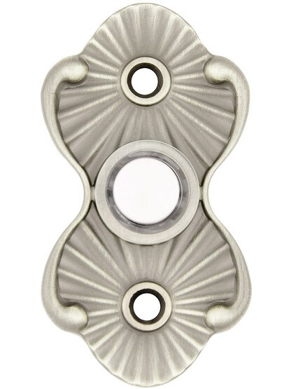 Solid Brass Decorative Doorbell Button in Satin Nickel.